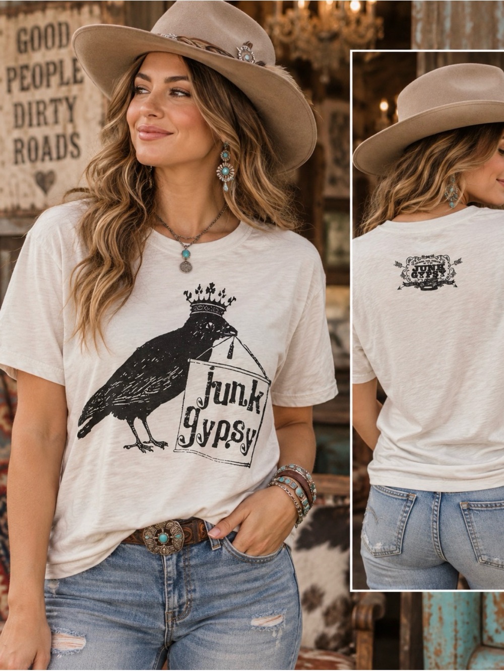 Cream Graphic Crow Tee